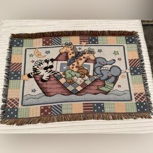 🔵 Vintage & New - Noah's Ark Baby Throw Afghan Blanket - Colorful - Unique